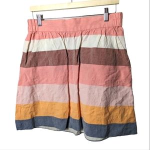 Loft colorful striped linen blend skirt